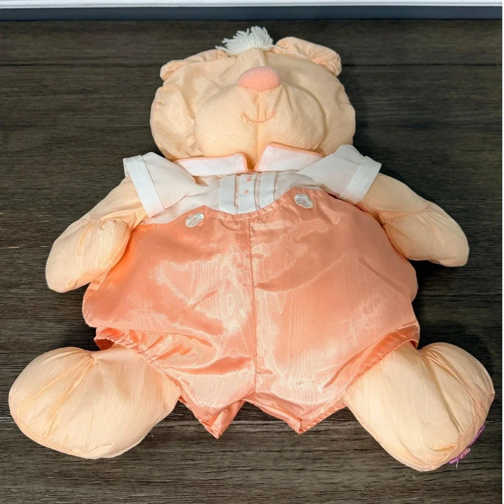 Vintage 1986 Fisher-Price Peach Puffalump Bear‎ Nylon Plush